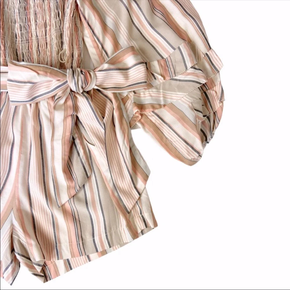 Ella Moss Lory Striped Off-The-Shoulder Romper - Picture 7 of 8